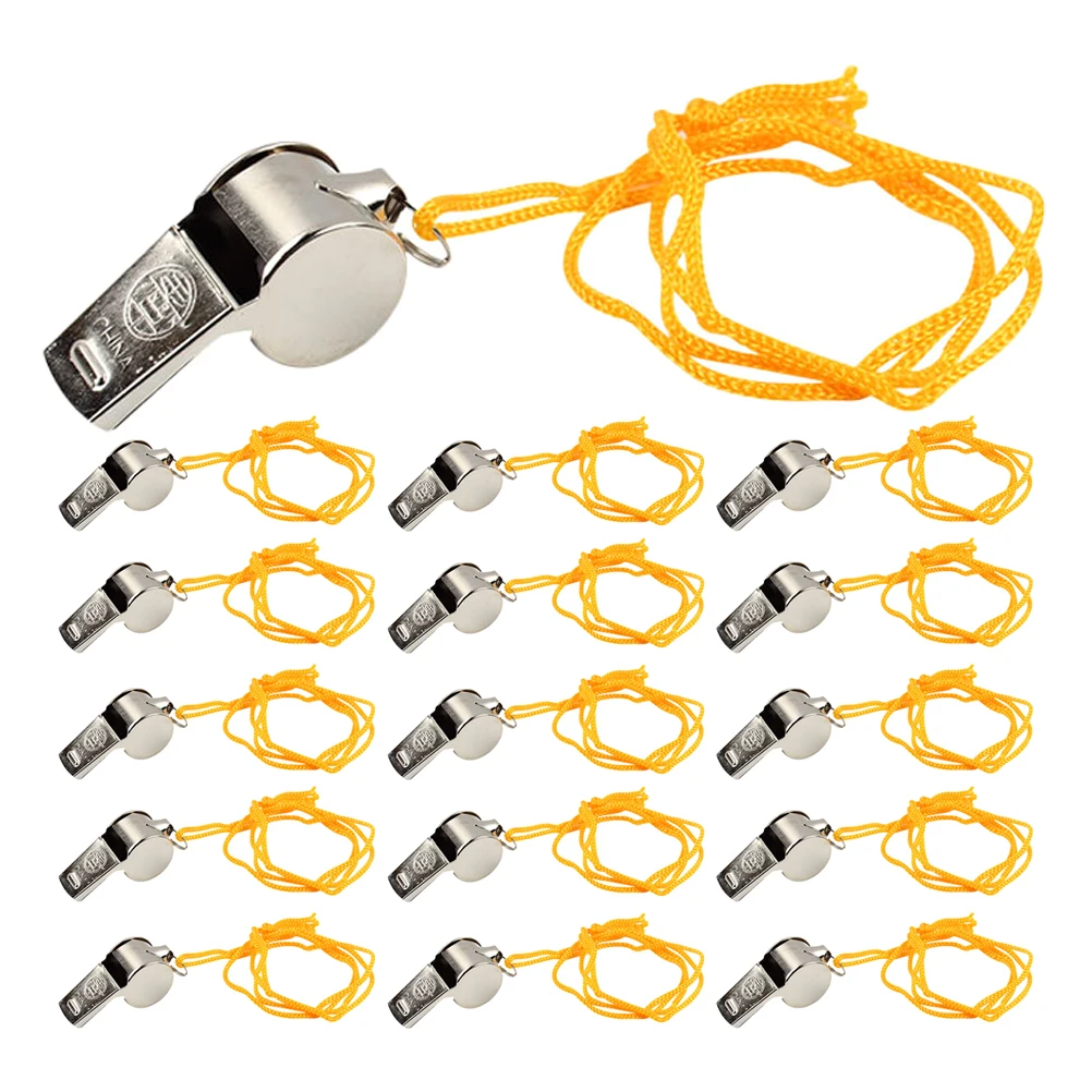 

24 шт., свистки для тренеров, громкий четкий звук, аварийный спорт, футбол, баскетбол, тренировочный ремешок, металлические свистки для детей