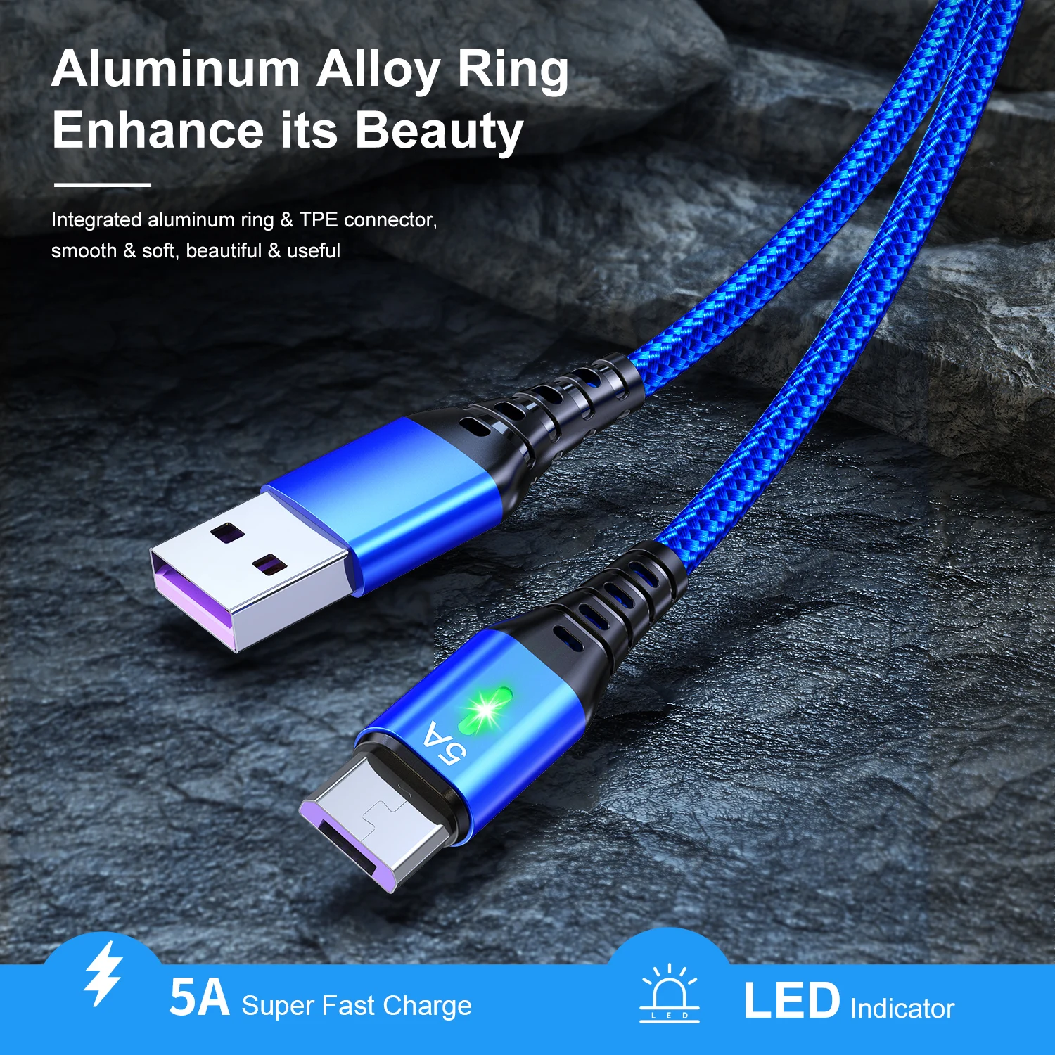 5A Fast Charging USB Type C Cable  1M 2M 3M Data Cord For Samsung Huawei P40 Xiaomi Mi 12 Redmi Data Transfer Wire Cord