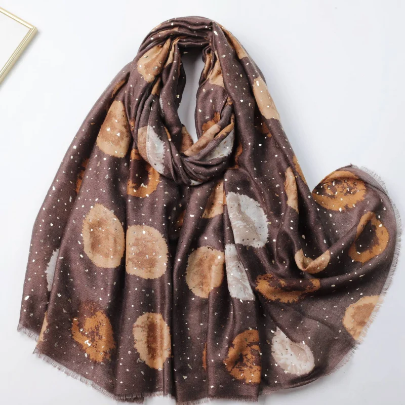 

Gold Stamping Mid-Autumn Moon-Border Live Printing Scarf Autumn Winter Unisex Versatile Warm Scarf Shawl