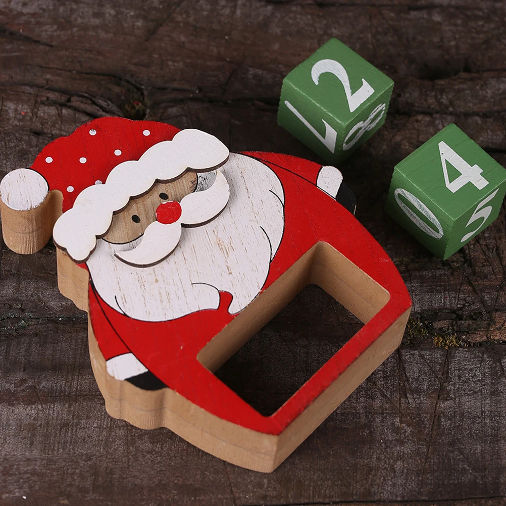 

Christmas Wooden Calendar Ornament Reusable and Perpetual Desk Multipurpose Decorations Calendars Santa Claus Elk Festival