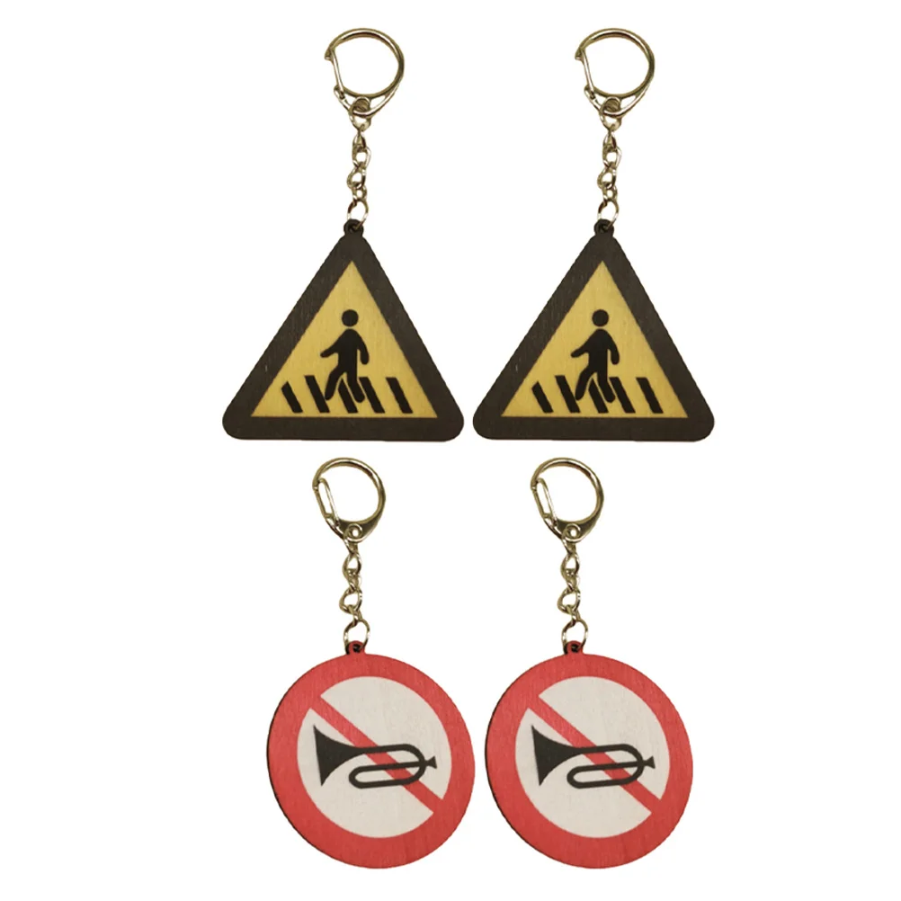 

4Pcs Road Traffic Sign Key Ring Set Sturdy Keychain Pendant for Car Keys Bag Hanging Backpack Decoration Small Lightweight Key