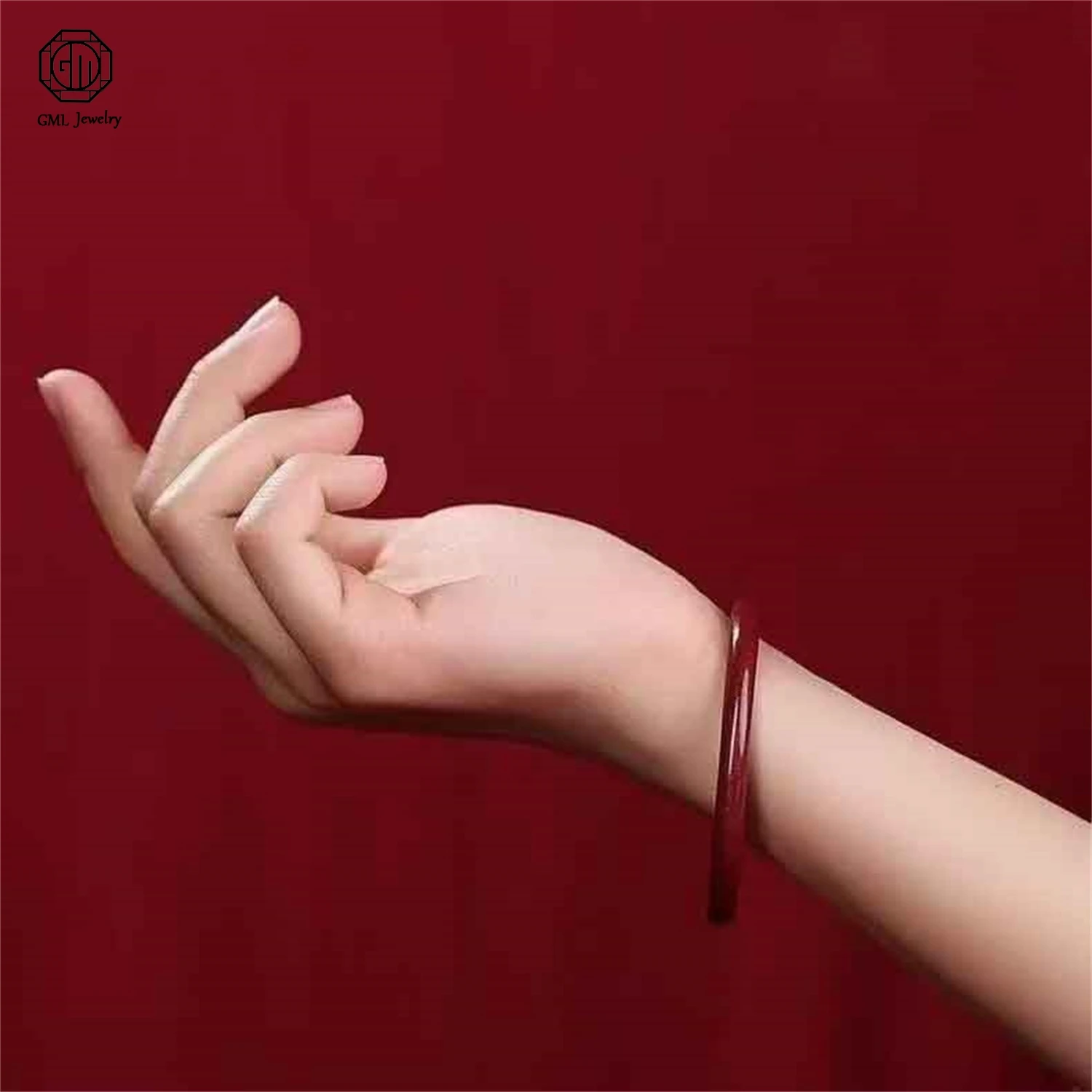 High Content Natural Raw Cinnabar Jingle Round Bangle Women Zodiac Year Red Gemstone Bracelet Exquisite Ethnic Jewelry Gift