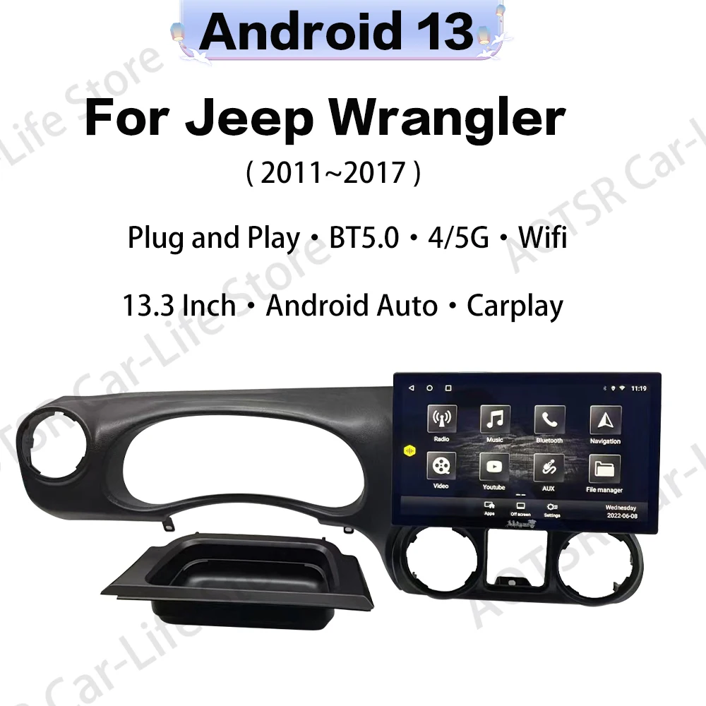 Car Radio With Android Screen Auto Multimedia For Jeep Wrangler 2011~2017 Car GPS Navigation Audio Stereo IPS Head Unit Carplay