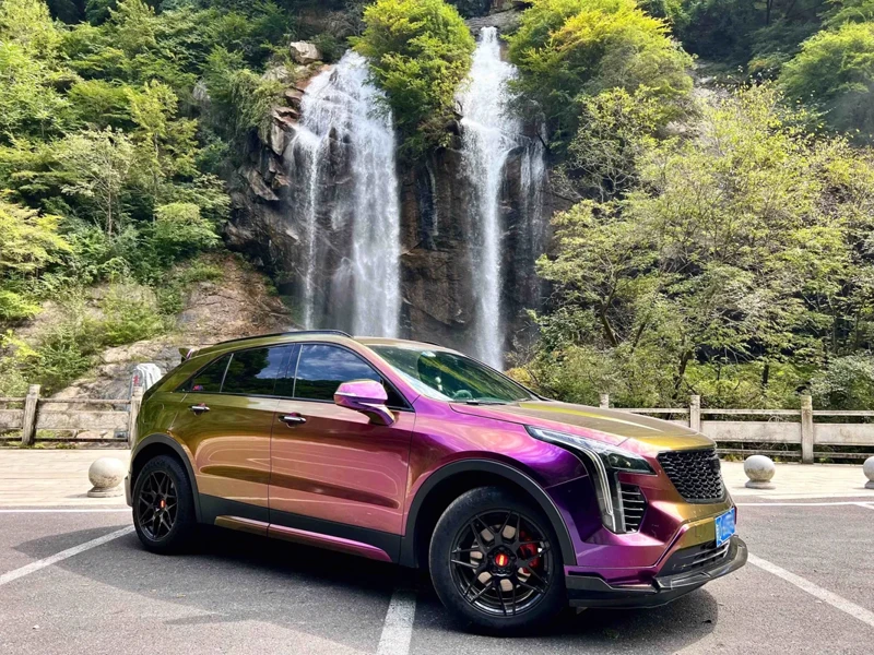 

ПЭТ глянцевая виниловая пленка-хамелеон Danxia, клейкая наклейка, рулон для упаковки автомобиля
