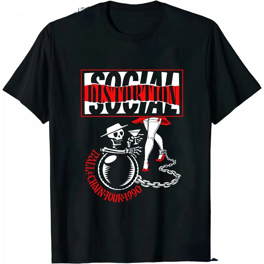 Men Clothing Social Distortion Winged Wheel T-Shirt Ball and Chain Mens Tshirt Street Hip Hop Style Tees Loose T Shirt