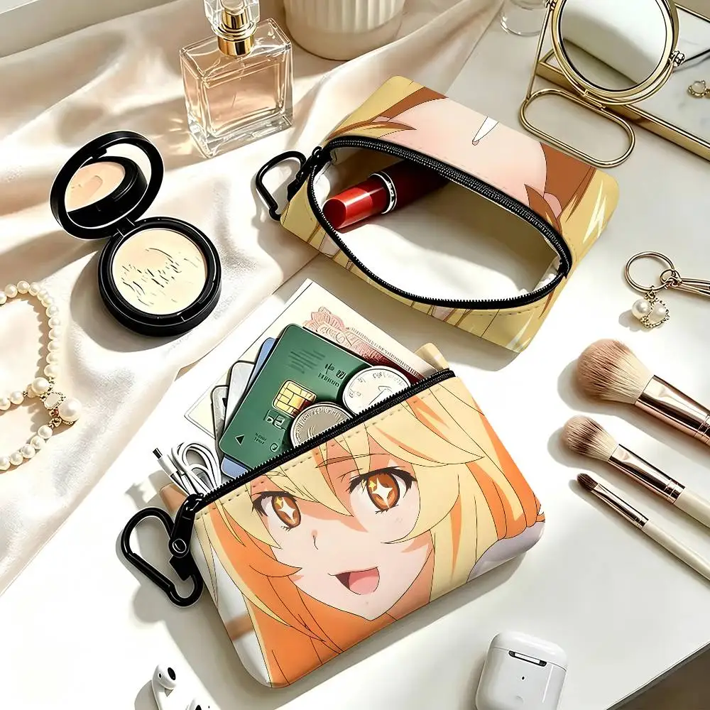 1pc Misaki Shokuhou Anime Characters Coin Purse With Carabiner Hook Portable Key Card Wallet Small Zipper Storage Pouch