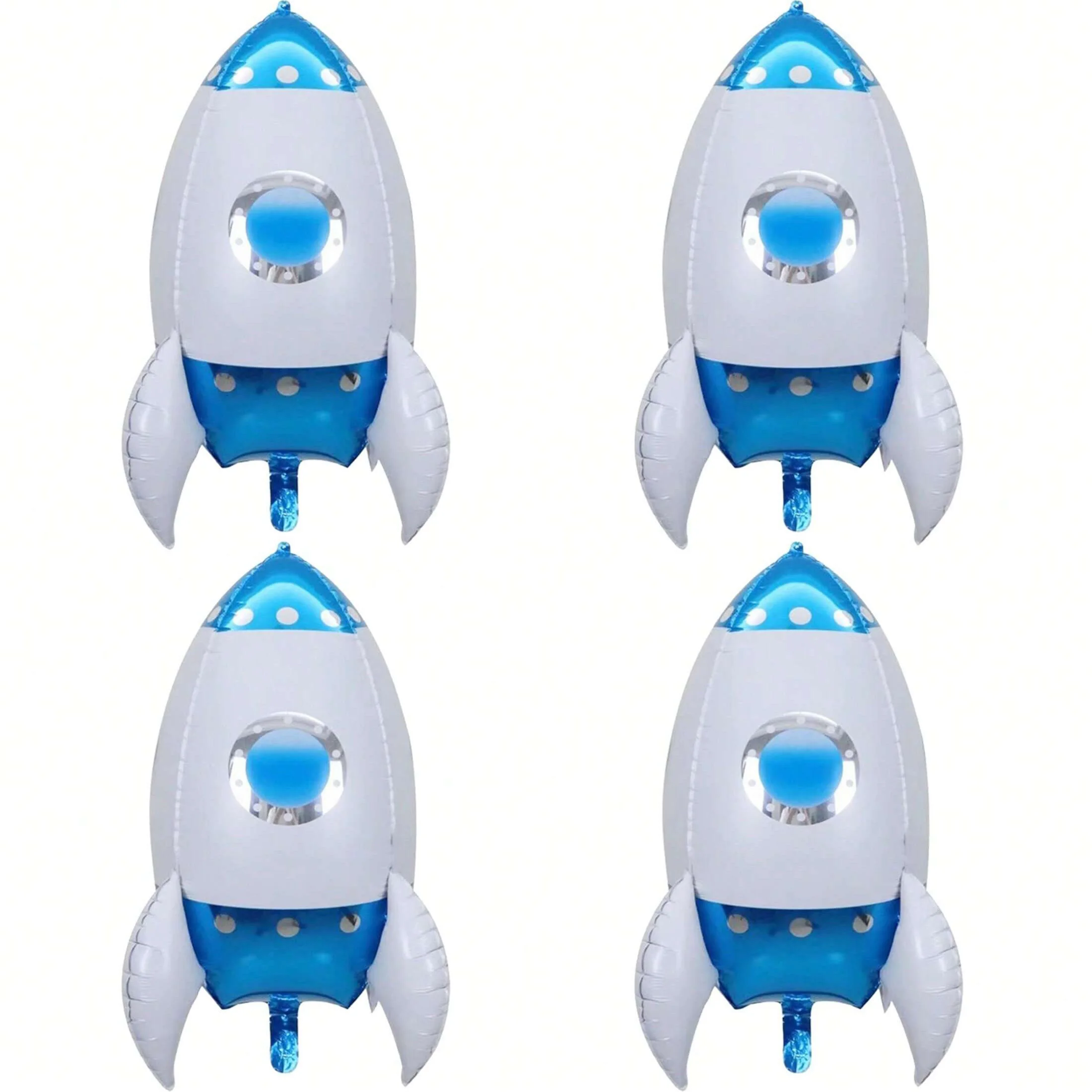 4 Stück 4D 27 Zoll Blaue Raketen-Mylar-Ballons Weltraum-Dekoration Universum-Thema Geburtstagsballon Jubiläums-Party-Dekorationsballon