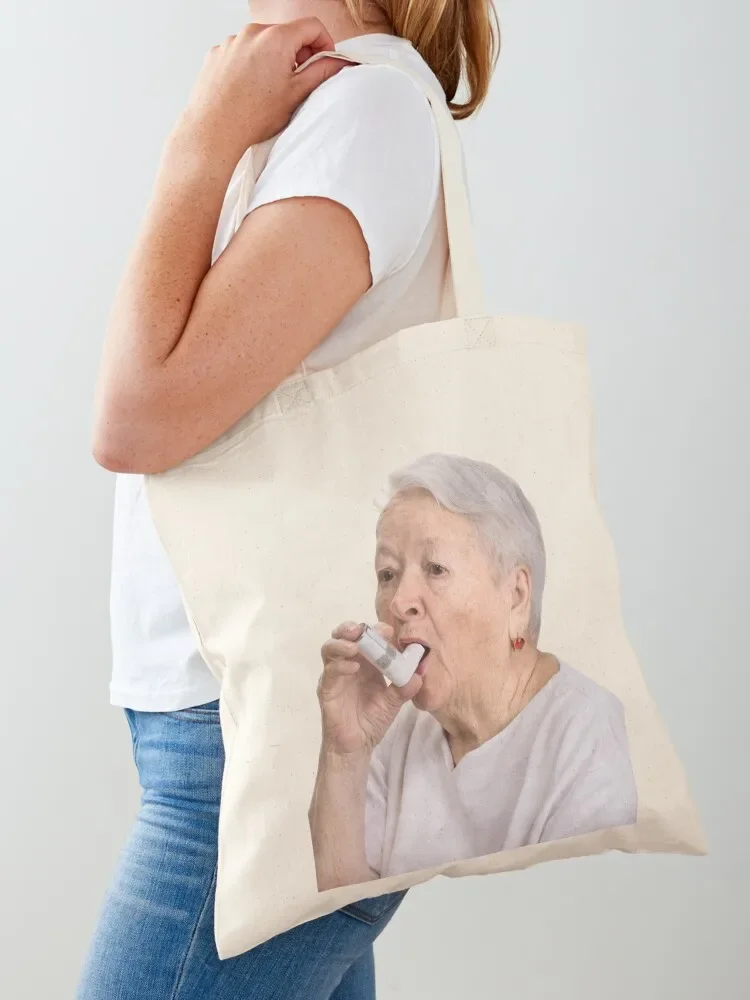 Old Lady with Inhaler Tote Bag tote bags men tote bags cloth