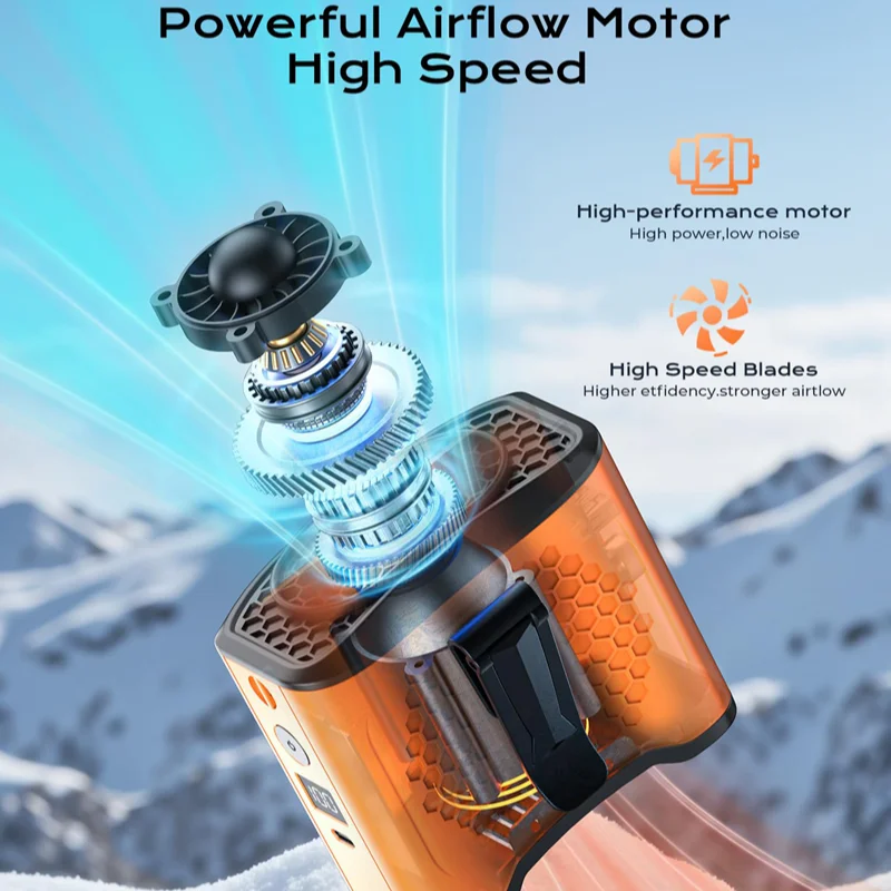 

Portable Waist Fan 10000mAh Battery Mobile Charging Hands Free Fan 4-Speed 22H Cooling SOS Light LCD Display Type-C Fast Charge