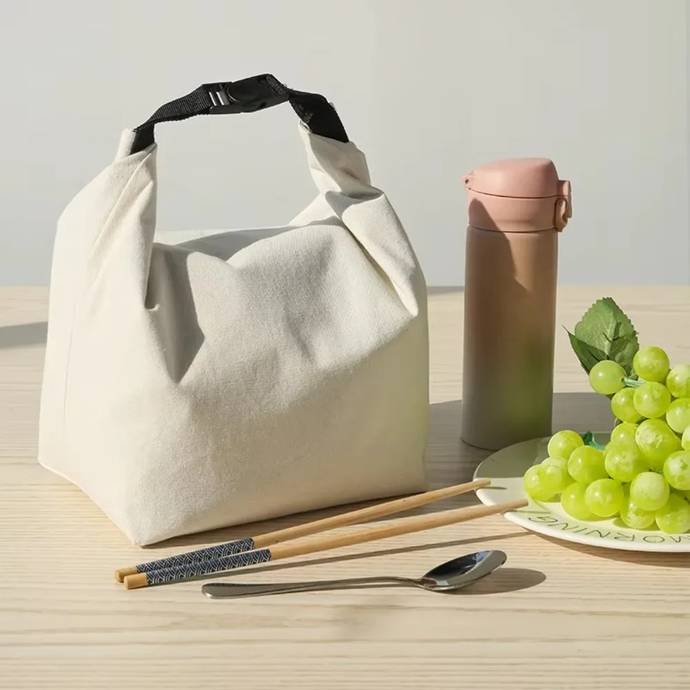 Reusable Canvas Insulated Lunch Bag Large Capacity Easy to Clean Insulated Bags Leak-Proof Lunch Tote Bags