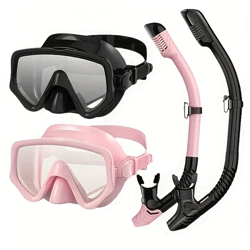 Máscara de buceo, conjunto de snorkel para adultos, equipo de snorkel panorámico profesional de vidrio templado, kit de snorkel para entrenamiento de natación