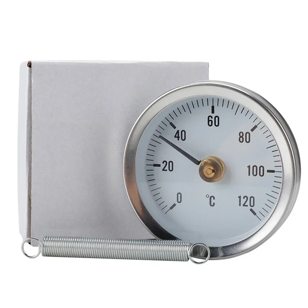 0-120℃ Stainless Steel Clamp-on Tube Thermometer On Tube Heating Spring 63mm Temperature System Accessories