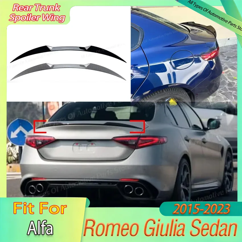 

For Alfa Romeo Giulia Sedan 2015-2023 Rear Trunk Spoiler Wing Splitter Diffuser Shark Fin Rear Boot Lip Reduce Lift Body Kit