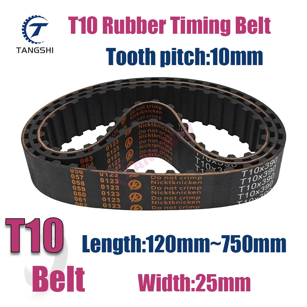 T10 Timing Belt Width25mm Length120 160 220 260 290 300 310 320 330 340 350 360 370 380 390 400 410 420 430 440 450mm~750mm T10