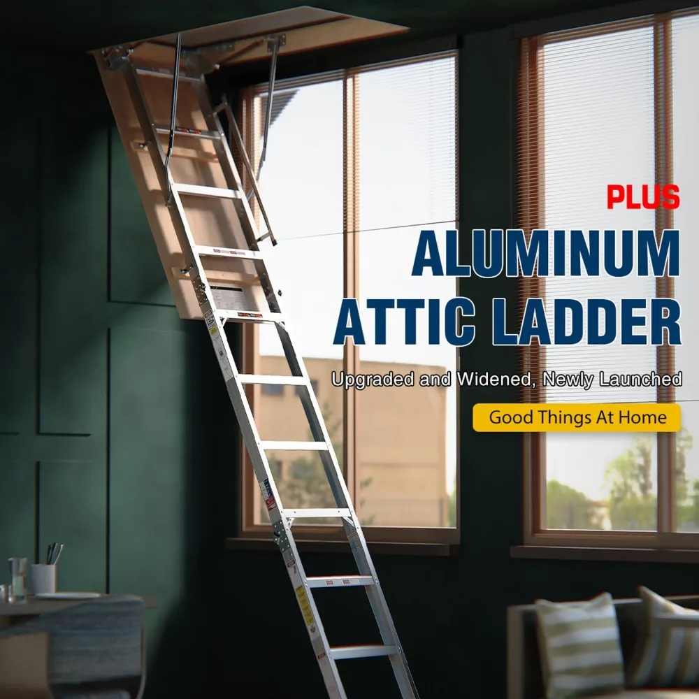 سلم ألومنيوم خفيف الوزن محمول - سعة 375 رطل، الوصول إلى 7'8 إلى 10'3 أسقف، مثالي للتخزين العليي #2