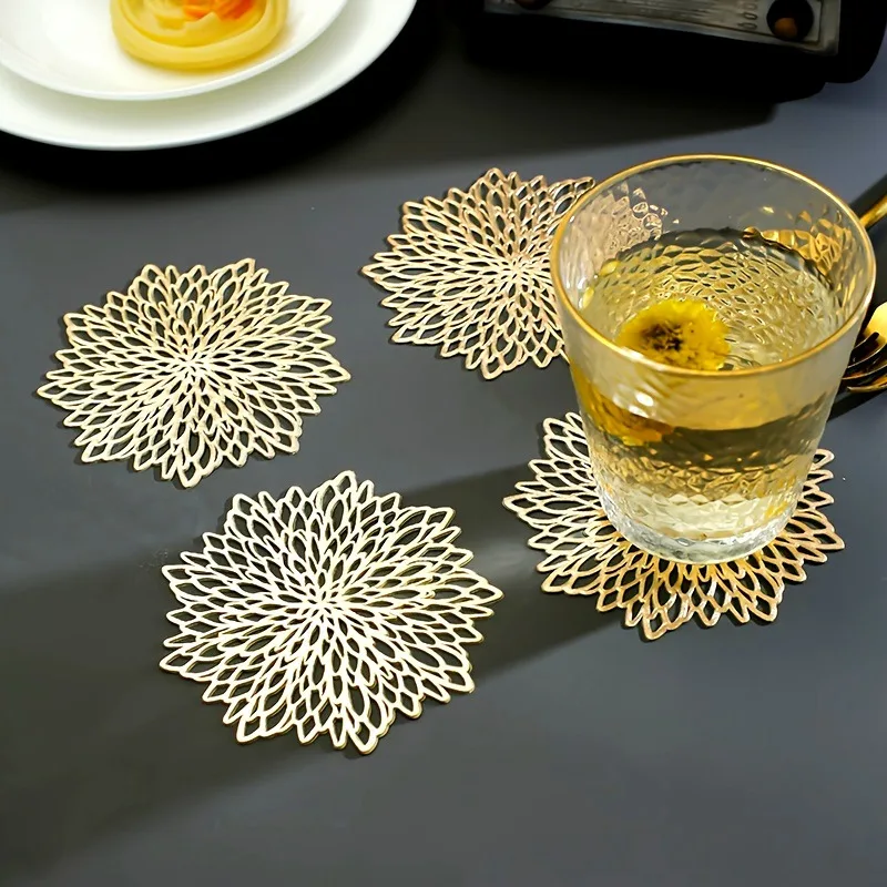 Coasters - Heat Resistant, Washable & Polished Metal Finish 