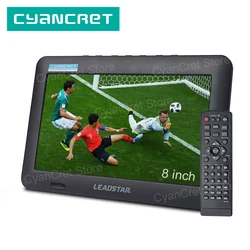 LEADSTAR D8 TV portatile 8 pollici DVB-T2 ATSC ISDB-T TDT Mini TV digitale e analogica per auto di piccole dimensioni supporto USB TF MP4 H.265 AC3