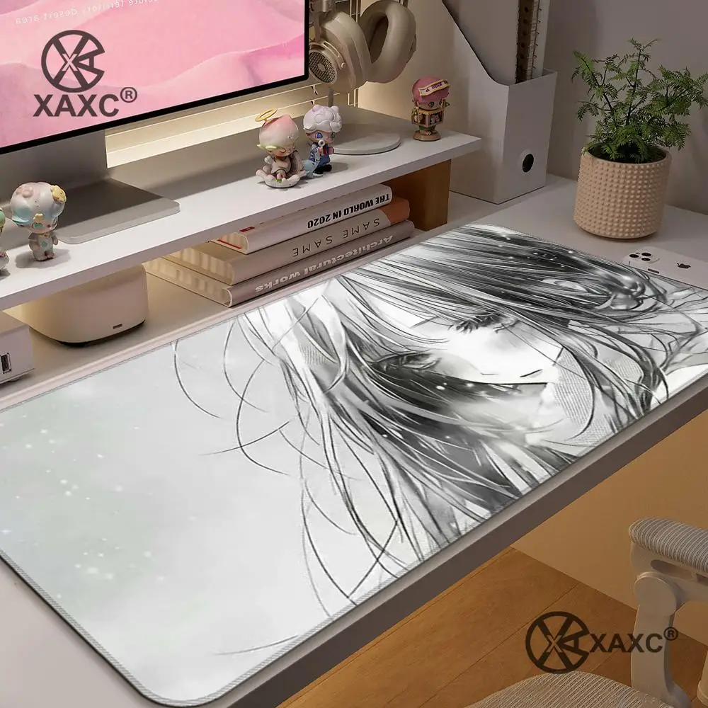 

Black and white anime heroine XAXC Mouse Pad large keyboard mouse desk pad non-slip rubber gaming mouse pad laptop mouse carpet