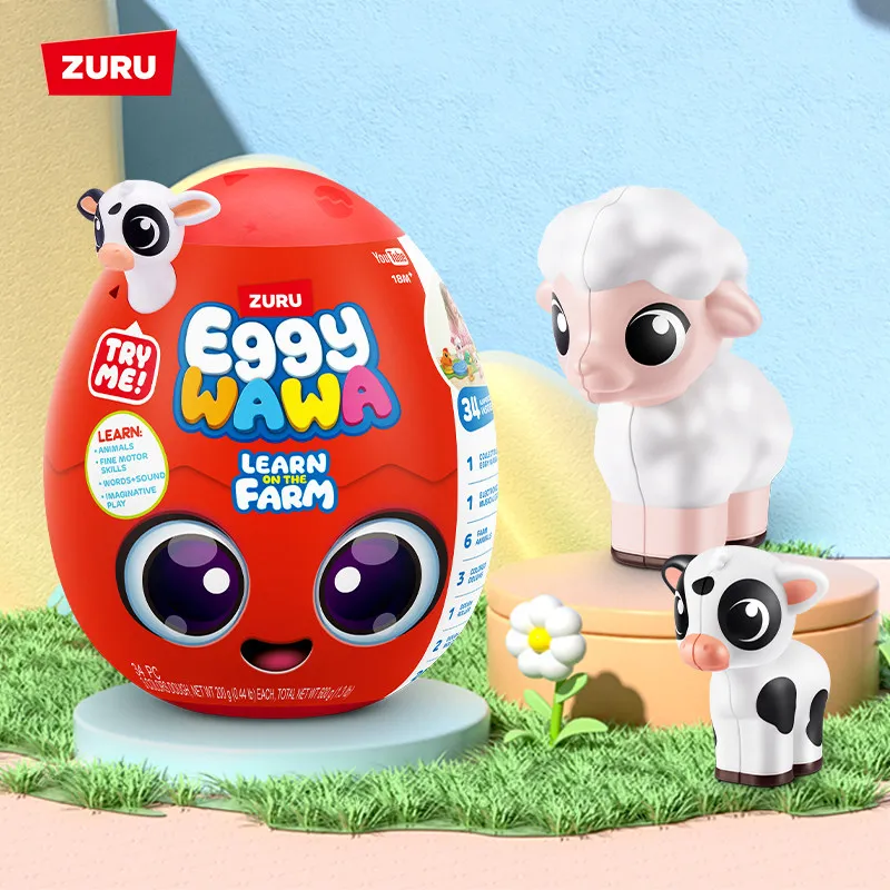 

ZURU Eggy Wawa Blind Egg Farm Animal Collectible Desktop Ornament Early Learning Educational Toy Surprise Gift For Little Girls