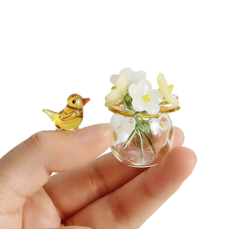 Crystal Forget Not Flower Figurines Crystal Glass Flower Bouquet Desk Decors