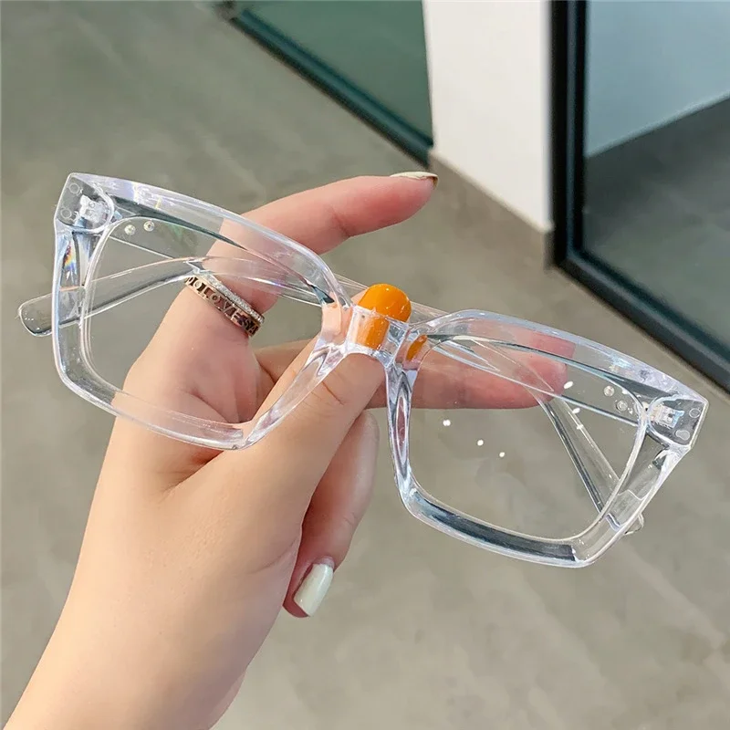 Square Transparent Glasses Anti Blue Light Eyewear Computer Mobile Phone Spectacles Flat Lens Comfortable