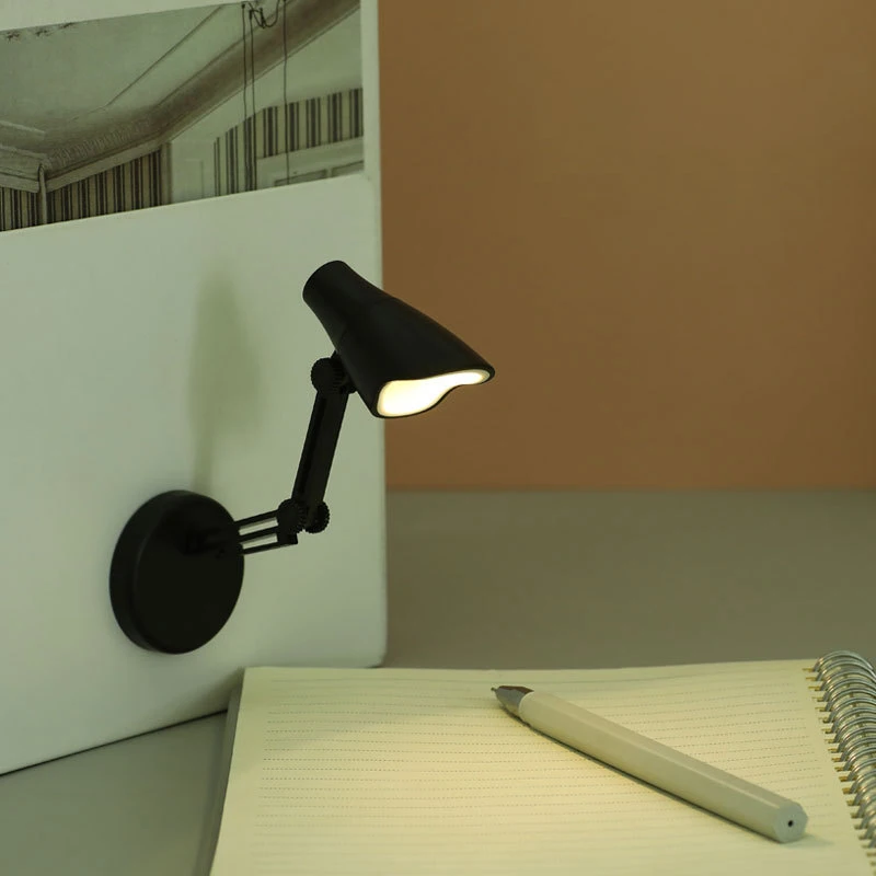 LED Mini Desk Lamp Folding Small Table Lamp for Carrying Around Learning to Read Night Light with Clip Tabletop Ornament