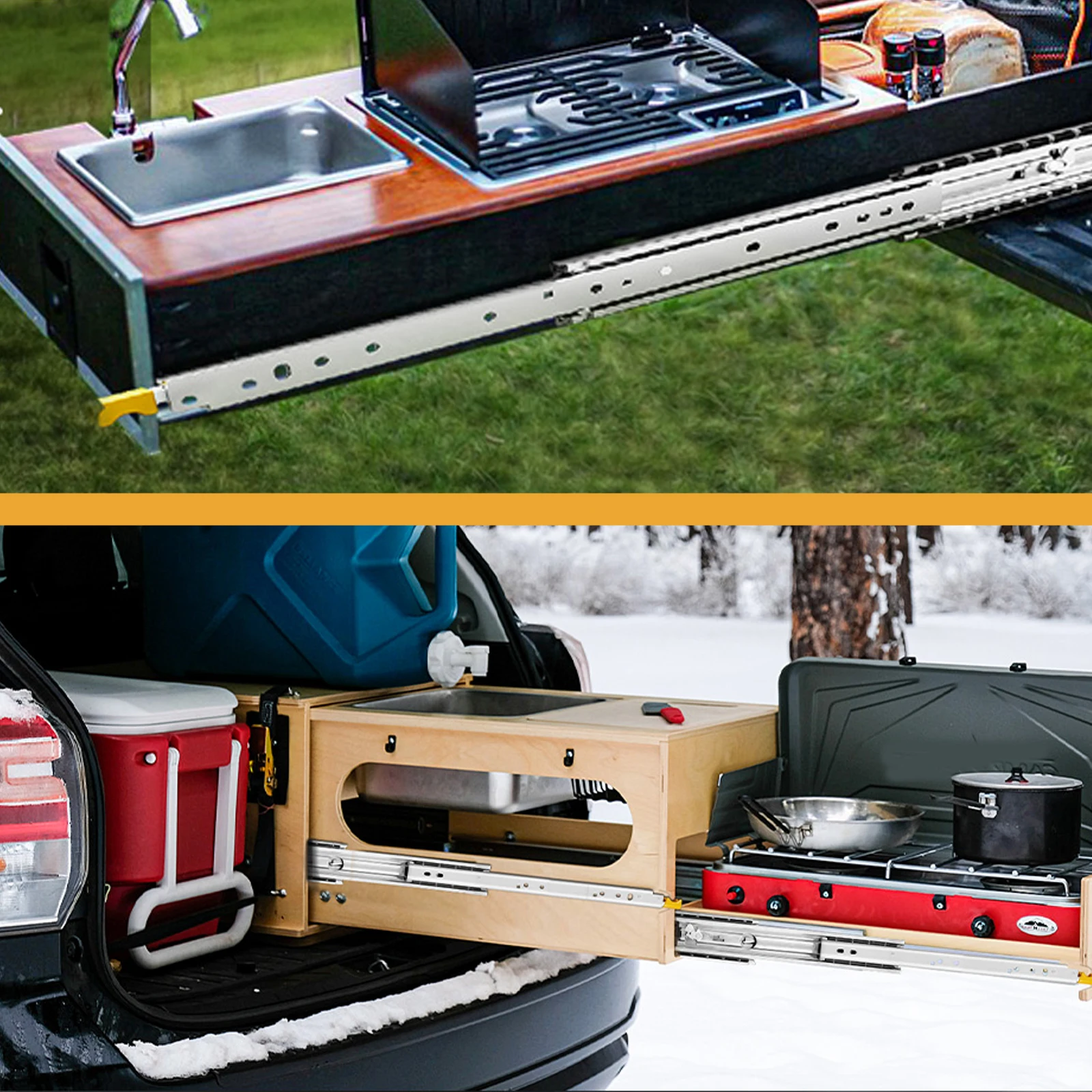 

1 Pair 44 Inch Drawer Runners with Lock Metal Rails Track Guide Glides Runners Side Mount for RV Cabinets Tool Box & Storage