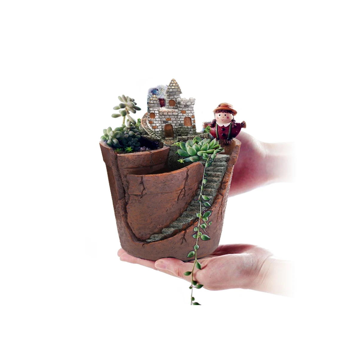 

Aerial Plant Pots Succulent Indoor Flowerpot Resin Planter Handmade Three Pots Small Flowers Cacti Sedums Desk Balcony Garden