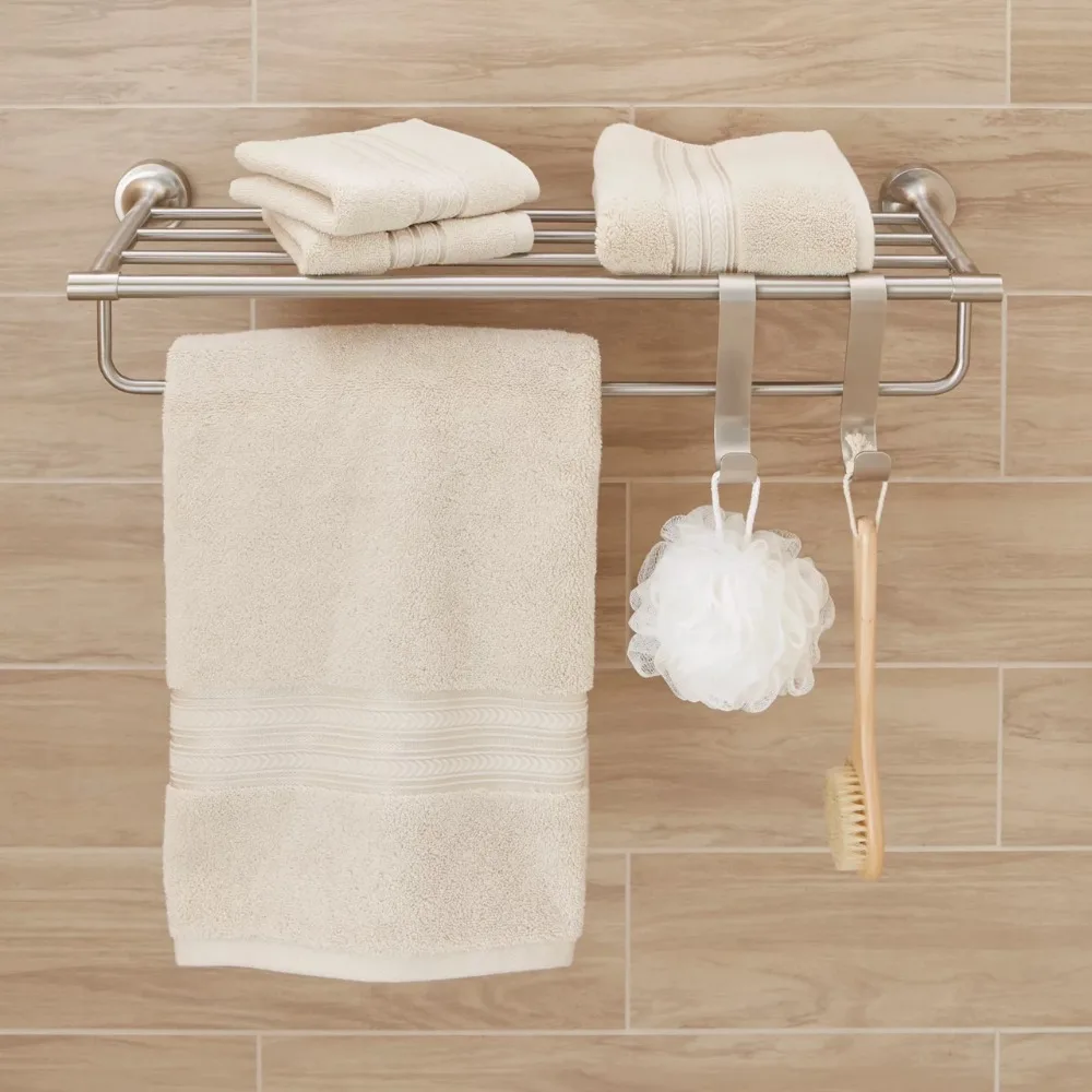 

2023 New Better Homes & Gardens Safford 24" Towel Rack with Item Storage In Satin Nickel