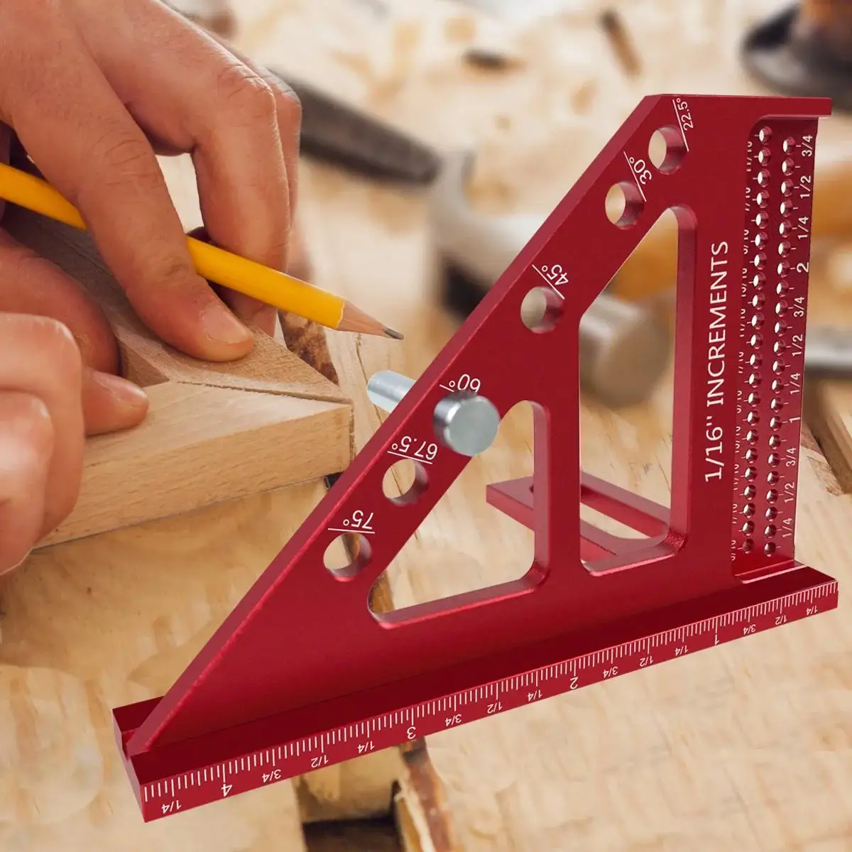 3D Multi-Angle Measuring Ruler - Woodworking Square Protractor 22.5-90 Degree and Miter Triangle Ruler for Engineer Carpenter