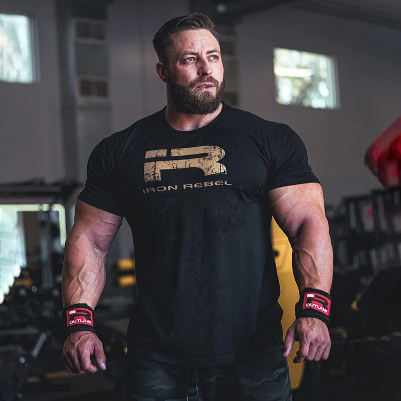 

2025 Sports Men's T-Shirt Short Sleeve American Fitness Loose Breathable Large Size Casual Crew Neck Fashion Training T-Shirt