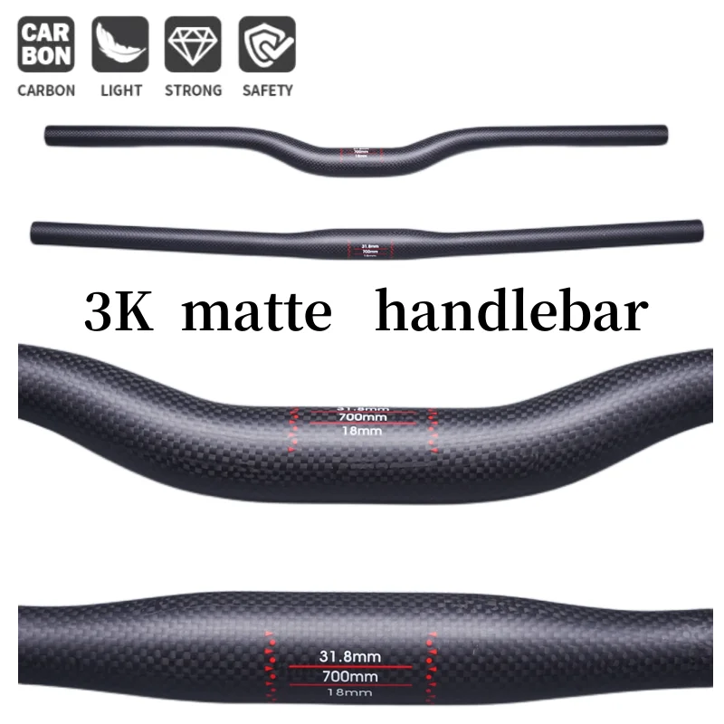 bez logo matowa kierownica z włókna węglowego rower MTB płaska kierownica 31,8*600-760mm części rowerowe