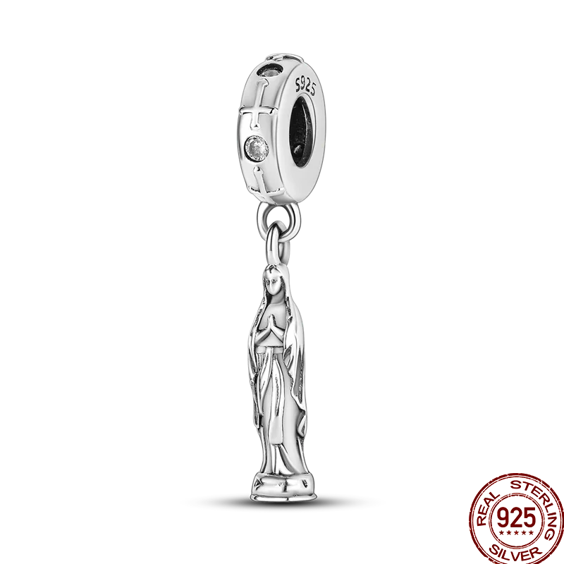 New 925 Shiny Zircon Sterling Silver Religious Angel Cross Series Beads Suitable For 3MM Original Bracelet Diy