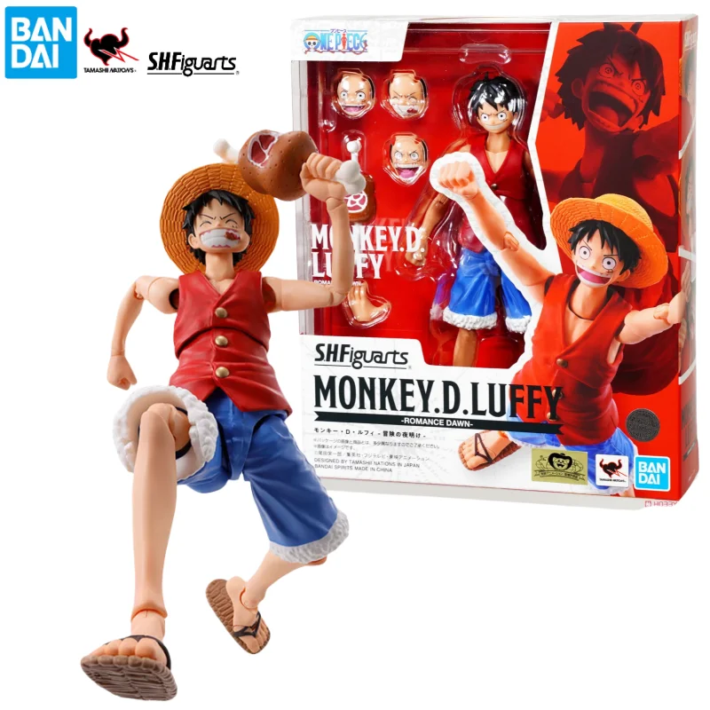 In Stock 100% Original Bandai S.H.Figuarts SHF One Piece Monkey D Luffy Romance Dawn Anime Action Figure Model Toys Gifts