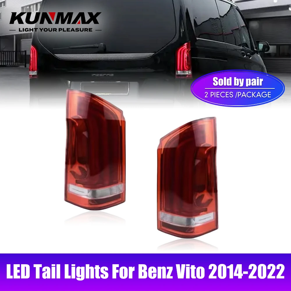 Pair Of LED Tail Lights For Benz Vito 2014-2022 DRL Fog Reverse Brake Turning Signal Plug And Play Car Rear Tail Light Assembly