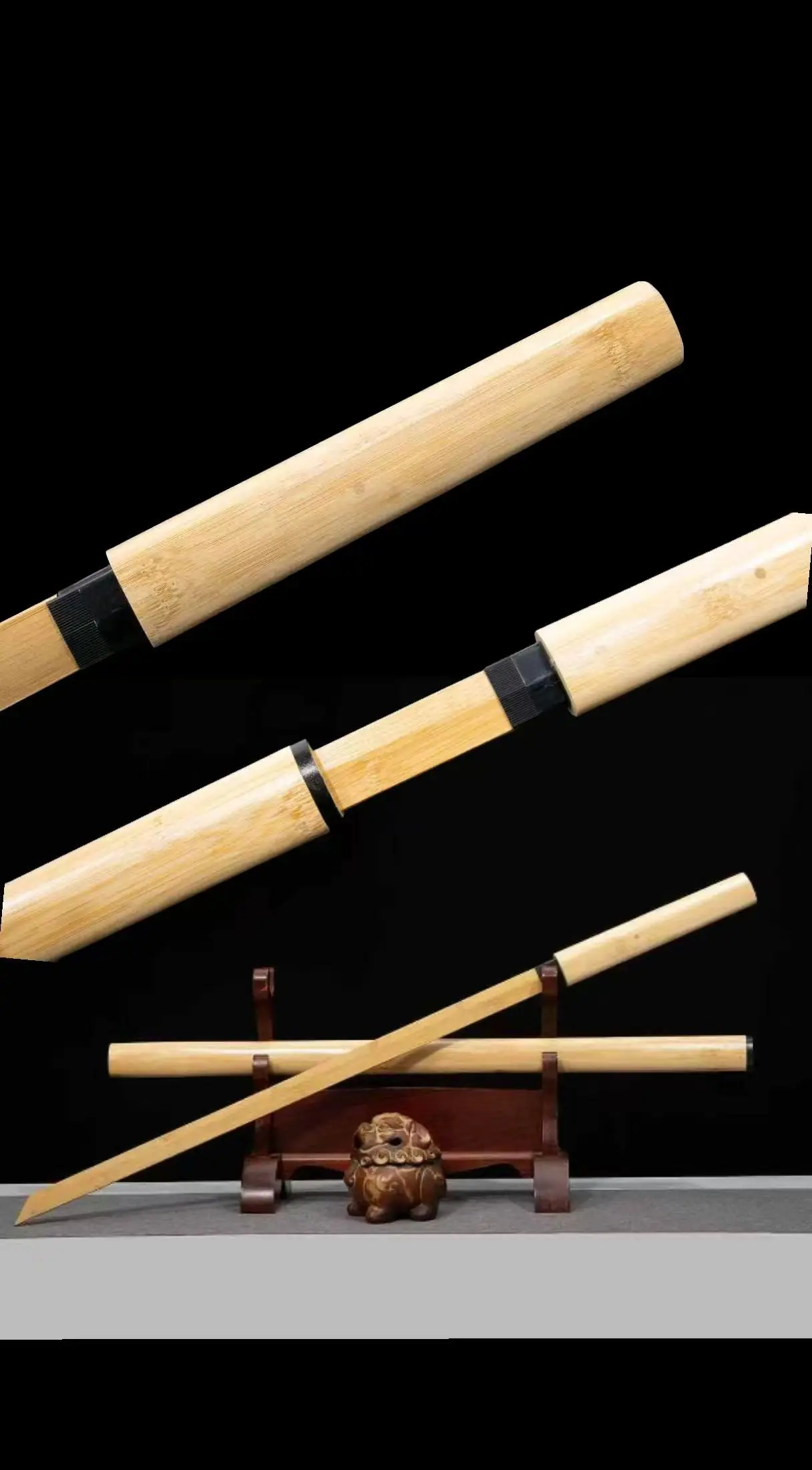 

Chinese Kungfu Practice Prop Cosplay Sword, Wooden/Bamboo/Plastic/Steel Blade,Wooden/Plastic Sheath, Copper Fittings, Unsharp