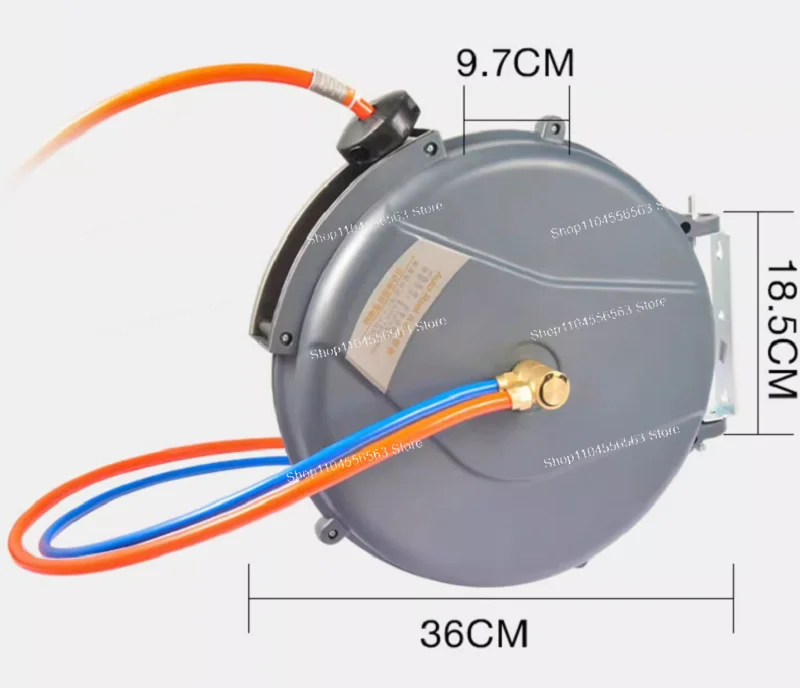 ​​8-10M Dual-Channel Water/Air Mixing Hose Reel, Auto-Retractable Telescopic Winder for Automotive & Industrial Use​​