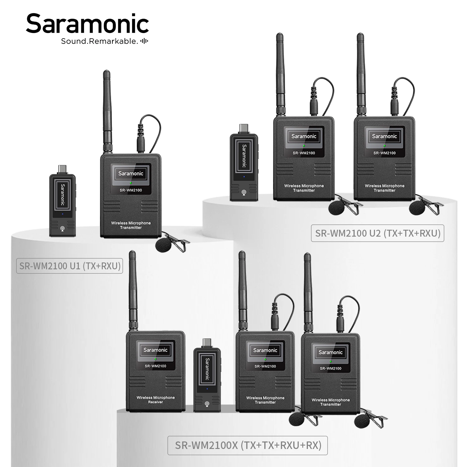 

Saramonic SR-WM2100X U1 U2 2.4GHz dual Wireless Lavalier Microphone System with USB-C USB-A connector for broadcast meeting TVs