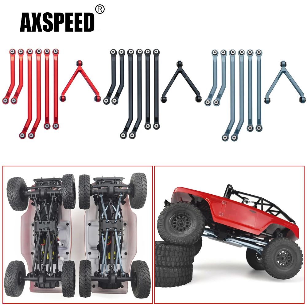 AXSPEED Aluminum High Clearance Chassis Links Set for Axial SCX24 90081 Deadbolt AX00004   1/24 RC Crawler Car Truck Model Parts