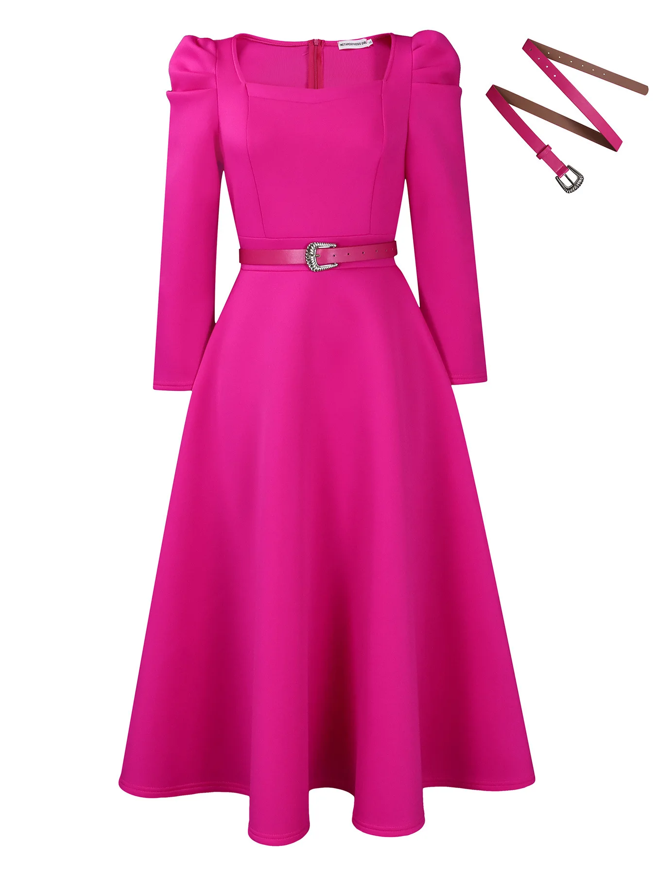 

Винтажное весенне-осеннее вечернее платье миди с длинными рукавами, женское плиссированное платье трапециевидной формы с большим низом для свадебной вечеринки