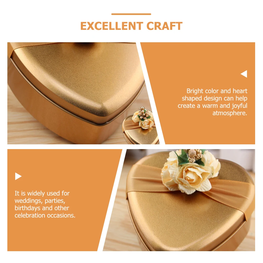 

5Pcs Love Candy Box Tinplate Heart Design Ideal for Sweets Crafts Storage Wedding Favors Party Favors Holiday Decorations Gift