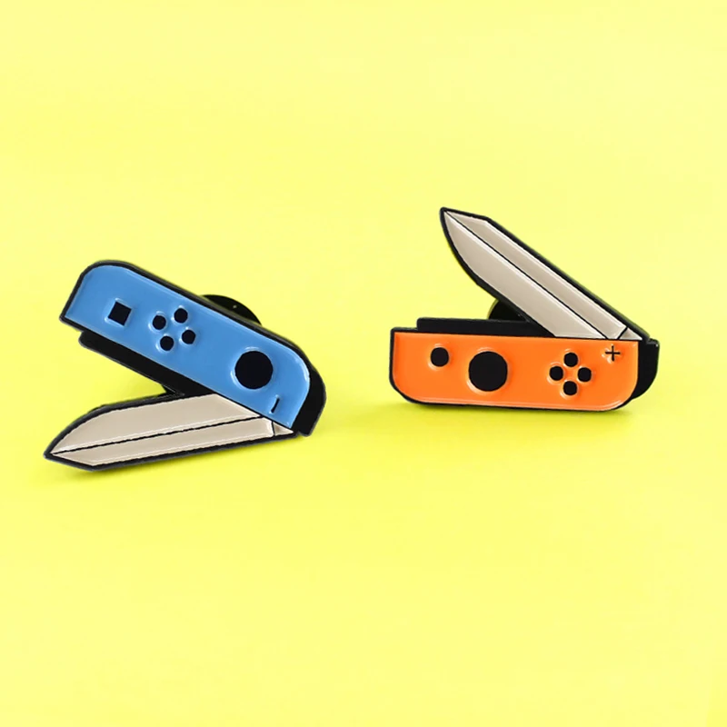 knife gamepad button shape Brooches Switch Nintendo Game handle small knife for Women Badge Jewelry Spille Enamel Pins fruit