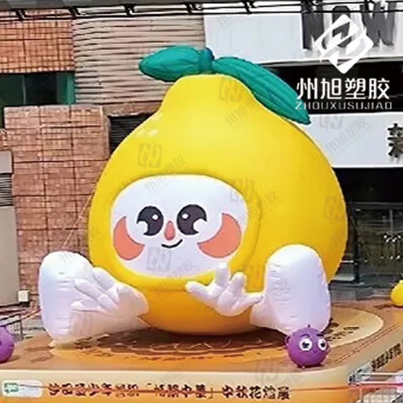 

Inflatable lemon doll air model with white LED lights cartoon fruit air model shopping mall outdoor decorative props