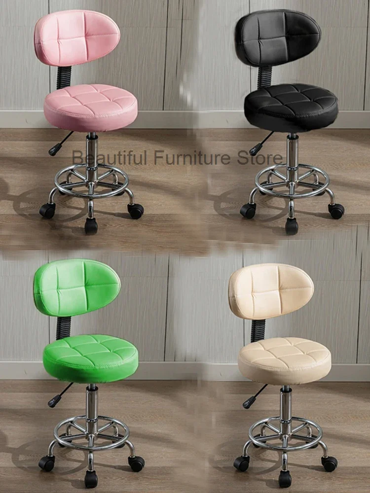 

Nordic Backrest Hairdressing Stool Salon Furniture Barber Shop Stools Tattoo Chair Rotatable Beauty Pulley Work Chairs