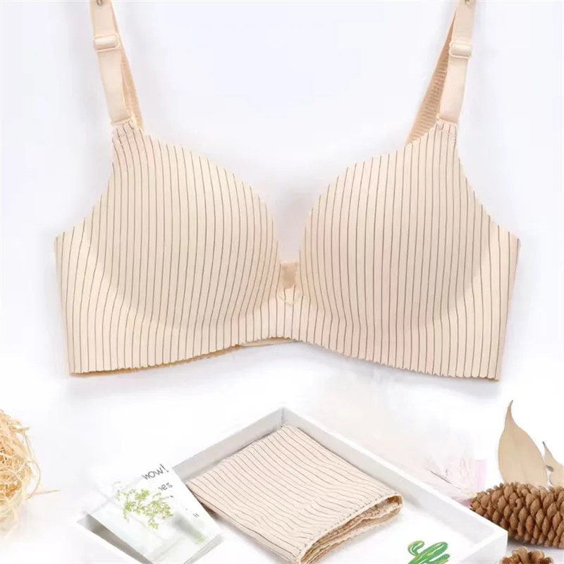 Black Ensemble Femme 2 Pièces Striped Bras and Panty Set for Women Push Up Bra Lingerie Set Bralette Korean Style Soutien Gorge