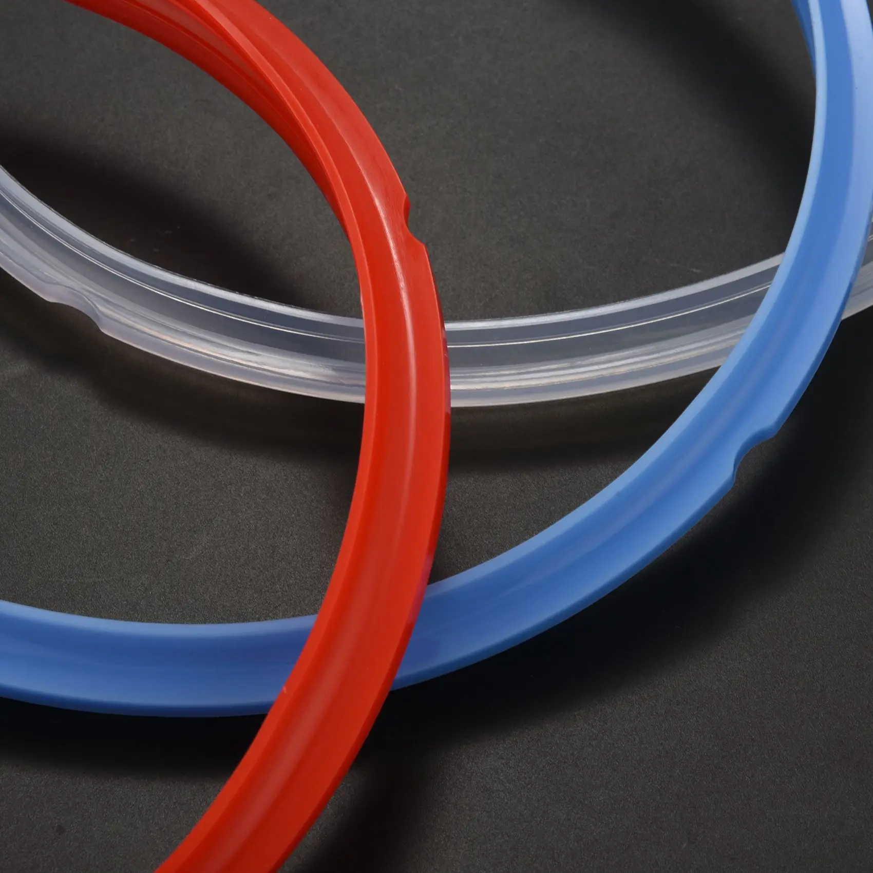 B90B-Silicone Sealing Ring For Pressure Cooker Pot Accessories, Red, Blue And Common Transparent White, Pack Of 12