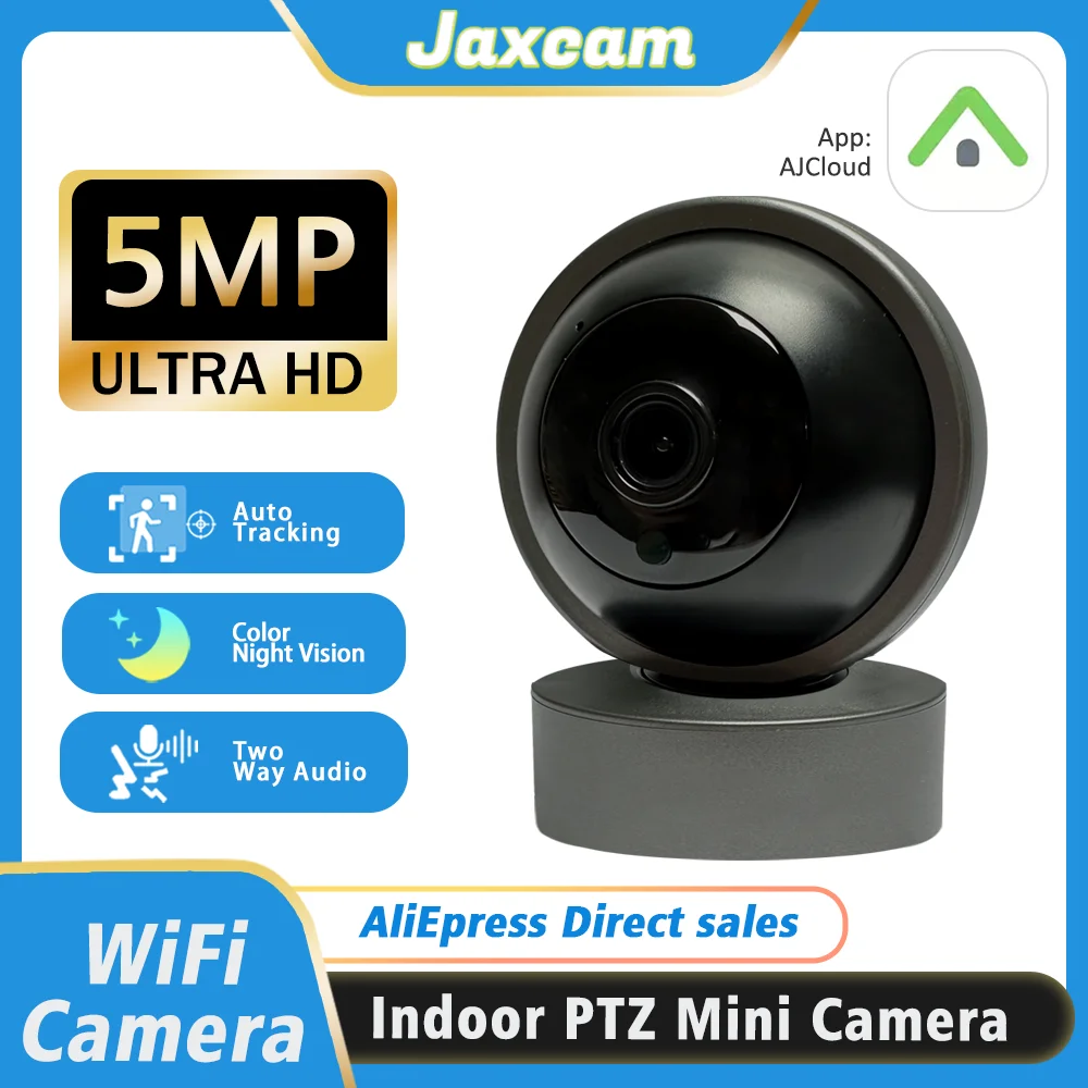 

5MP Mini Indoor Wifi Camera Infrared Night Vision Mobile Phone 360°Tracking PTZ Surveillance Camera Baby Monitor Security Cam