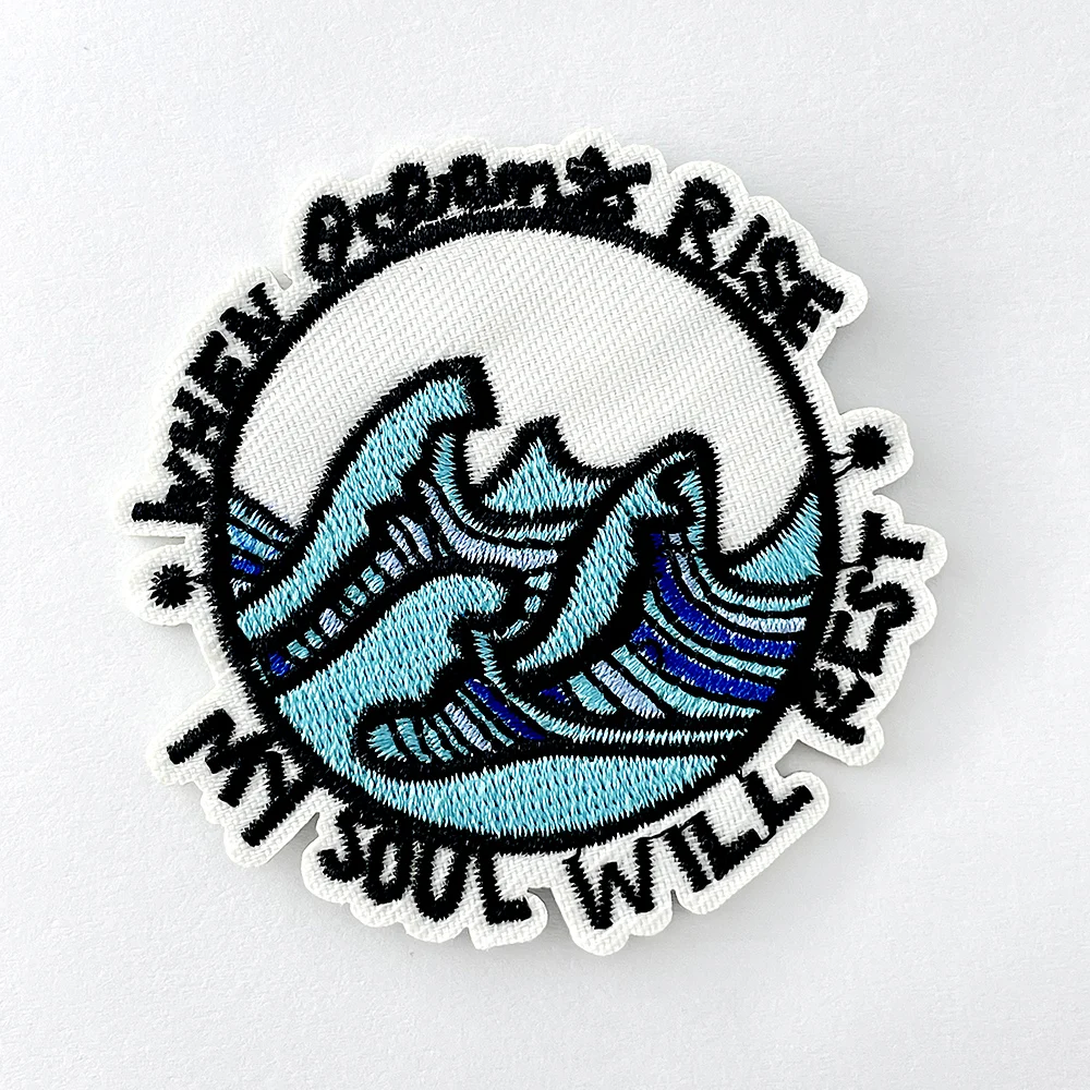 Sea Wave Iron on Patches Embroidered for Clothes Cover Repair Hole Stickers Patch Embroidery Cloth Transfers for Clothing