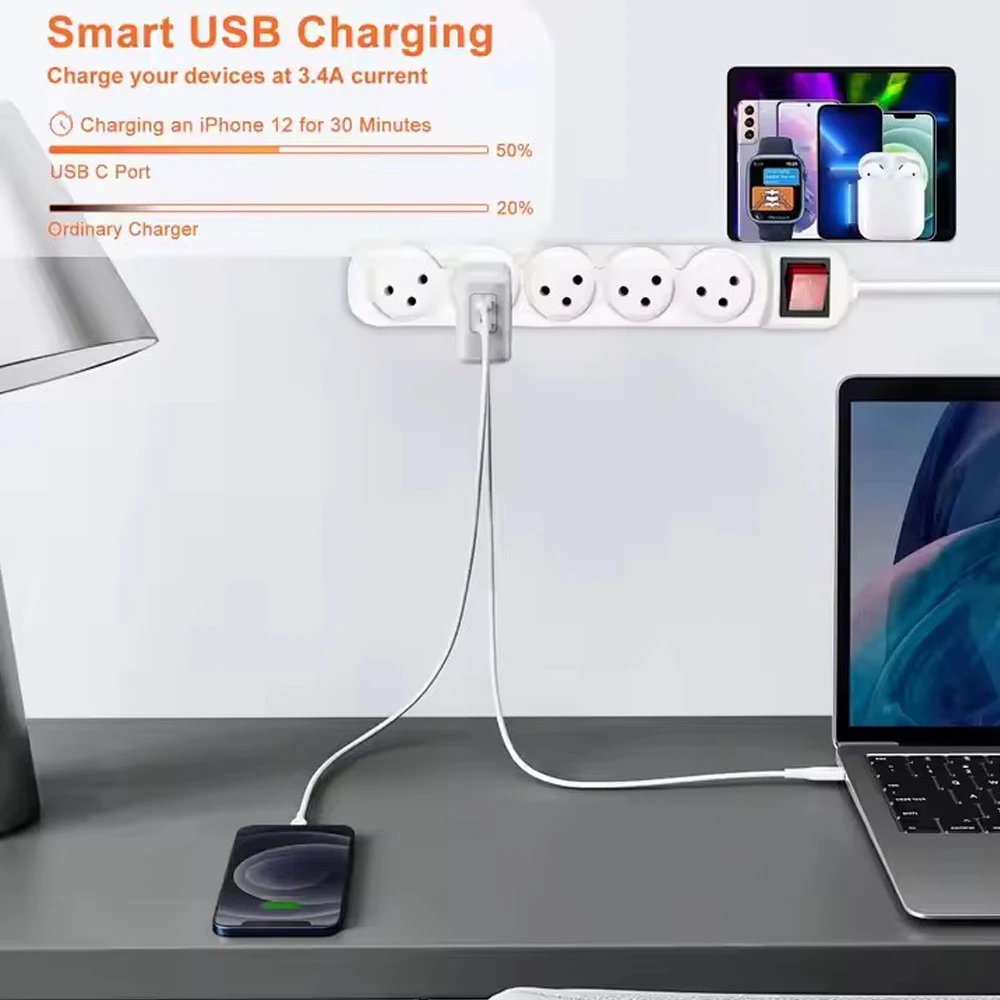 قطاع الطاقة إسرائيل التوصيل منافذ 3/4/5 طريقة التيار المتناوب الكهربائية مآخذ التبديل 16A سلك 1 متر تمديد الحبل الحائط للمنزل مكتب