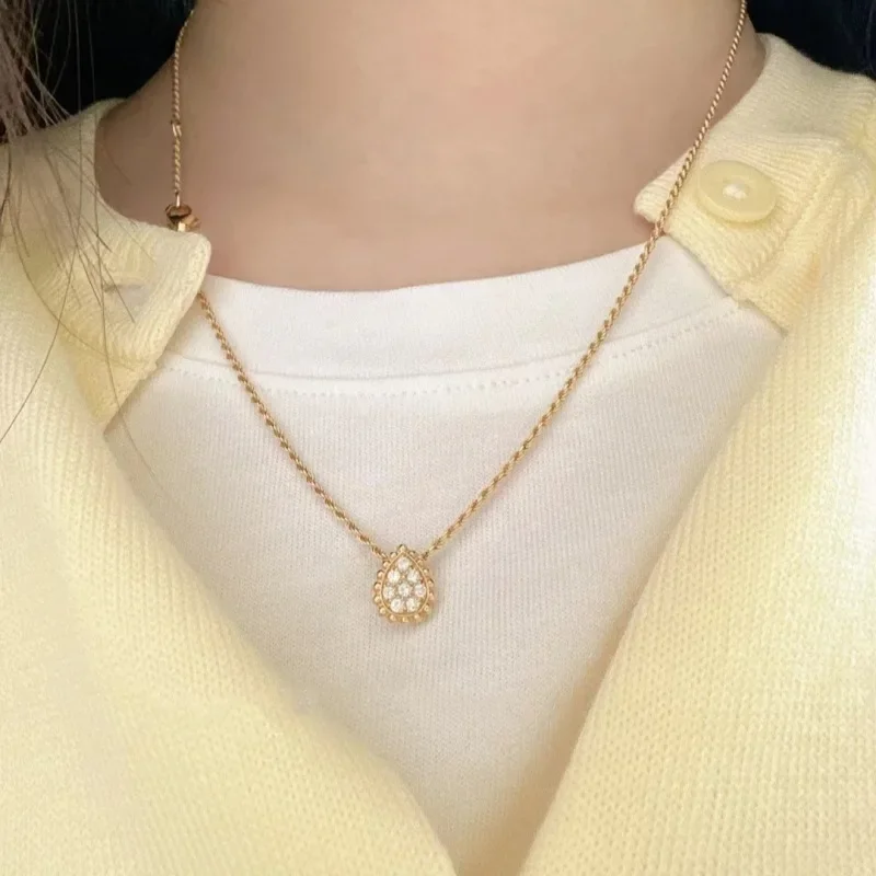 TFGLBU Trendy 2.5mm Full Moissanite Necklace for Women 18k Plated Lab Diamond Wedding Birthday Gift S925 Sterling Silver Jewelry